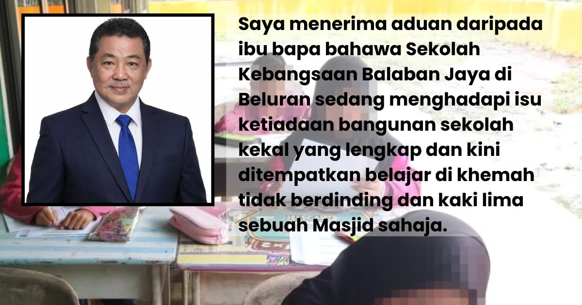 Tham Yun Fook: Murid SK Balaban Jaya Belajar di Khemah, Kaki Lima Masjid. Gesaan Segera Sediakan Kelas Kabin Sementara