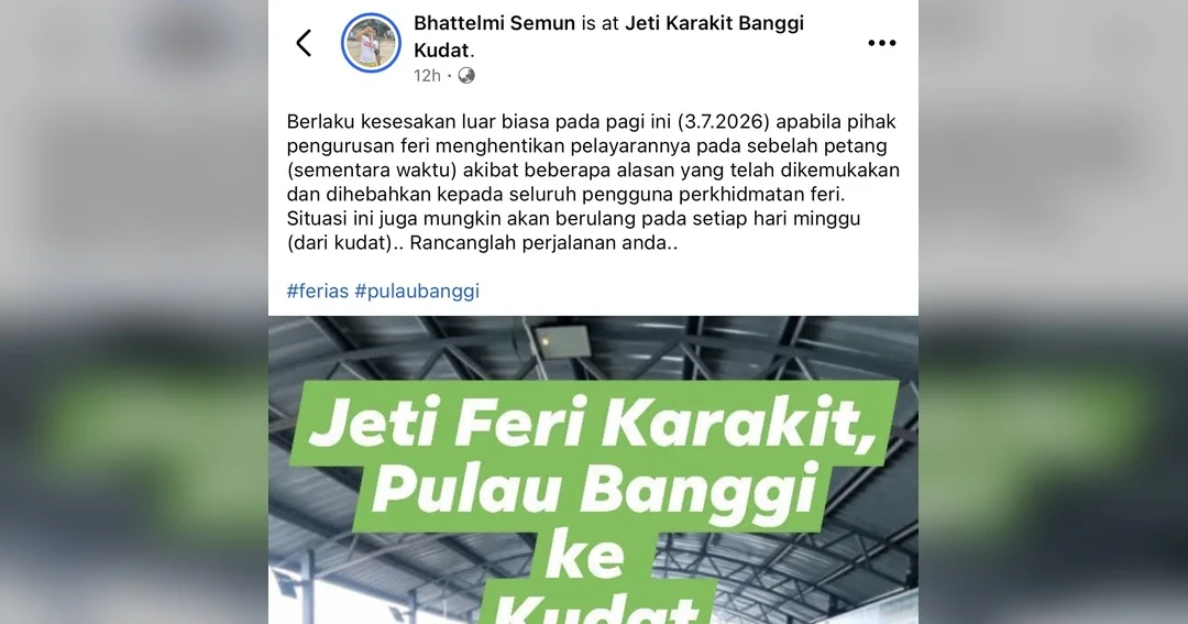 PENUMPANG BERDEPAN KESESAKAN SUSULAN PERUBAHAN JADUAL FERI BANGGI-KUDAT